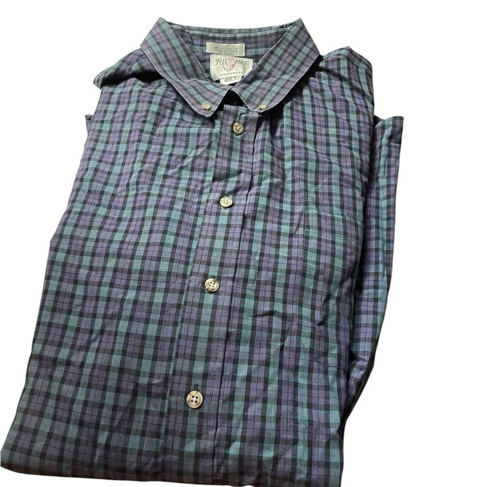 Foxfire size 4XLT long sleeved Plaid Button-Down Shirt like new